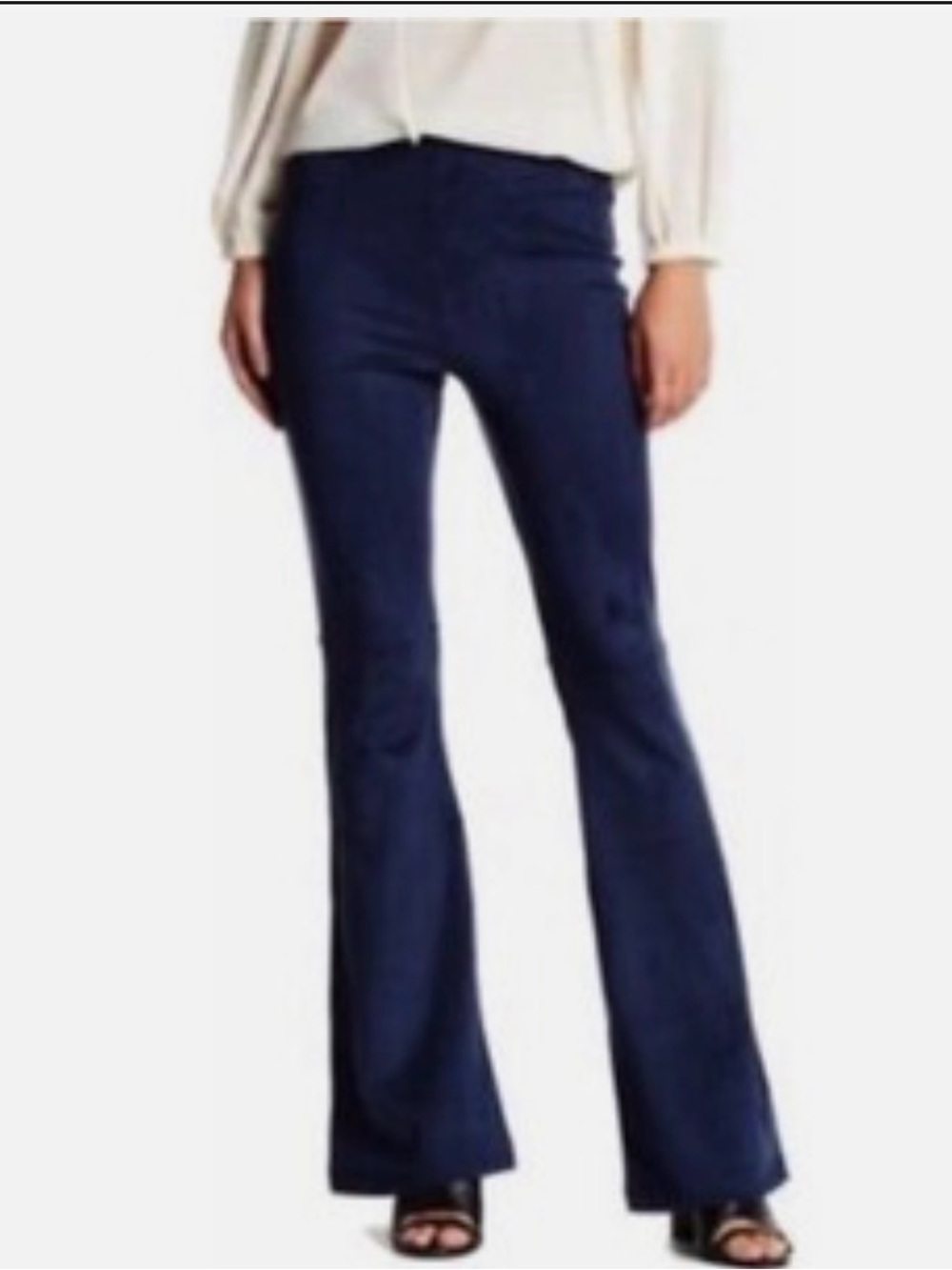 Rome & Juliet Couture Size Small Pants Navy Faux Suede Bootcut Flare Trouser